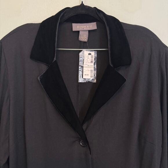Designs & Co Lane Bryant Coat 18/20 Black Wool Velour Collar 3-Buttoned NWT USA - Picture 6 of 9
